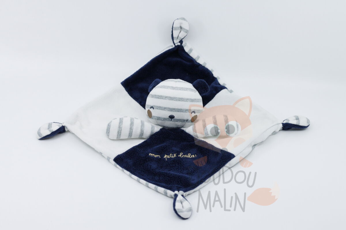 Pat et ripaton - plat ours bleu blanc mon petit loulou 25 cm 